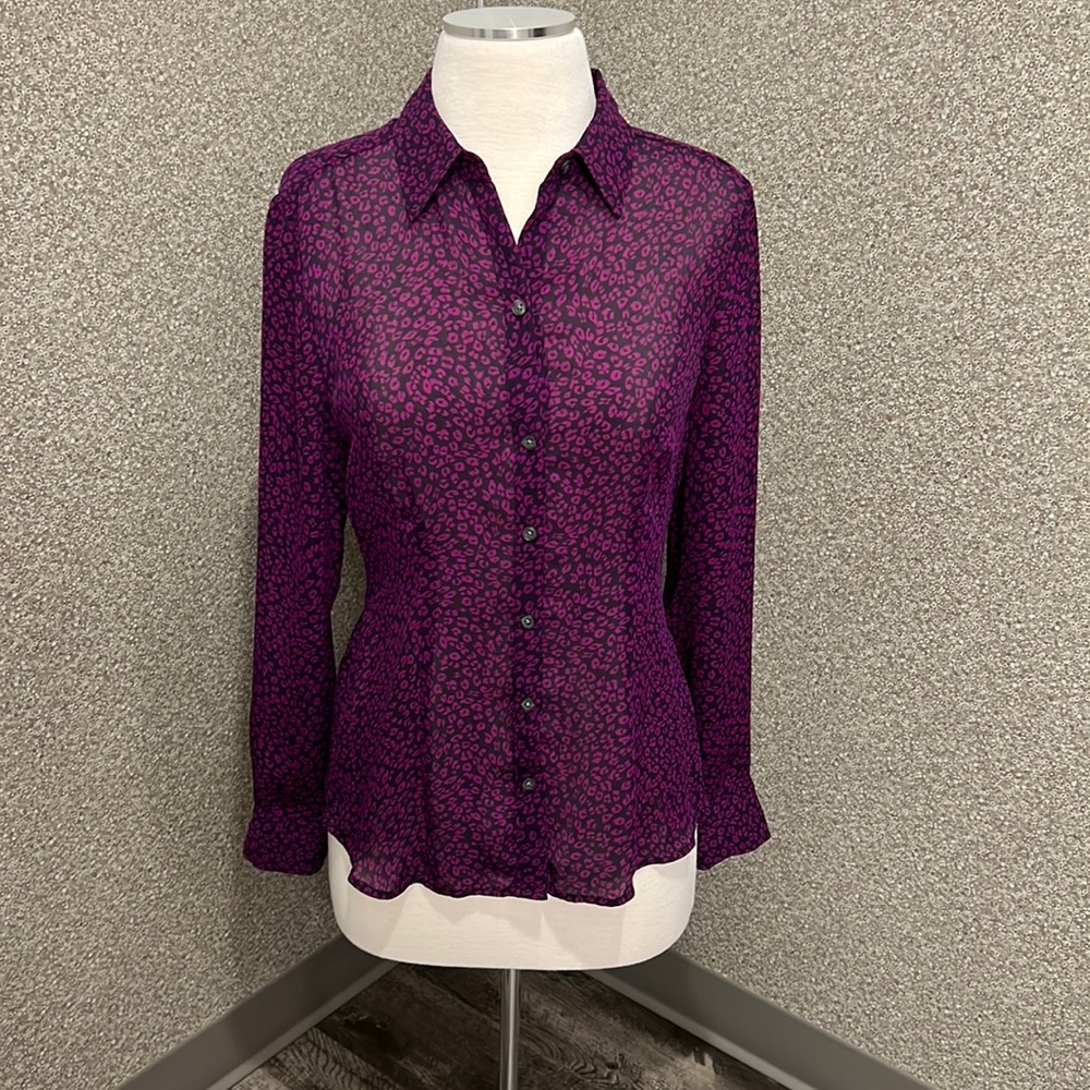Banana Republic Sheer Long Sleeve Button Up NWT Blouse size 4